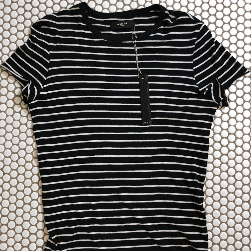 Amiri cotton-cashmere blend striped t-shirt